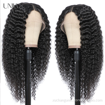 Uniky Wholesale Deep Wave HD Full Lace Wigs Human Hair Lace Front Peruvian Virgin Hair 360 Lace Front Wigs for Black Women